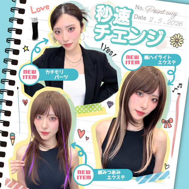 【新発売】ポイントウィッグ 3アイテム [wgt829,wgt830,wgt837]