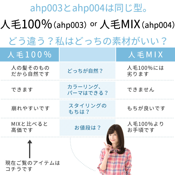 人毛100%と人毛MIXの違い