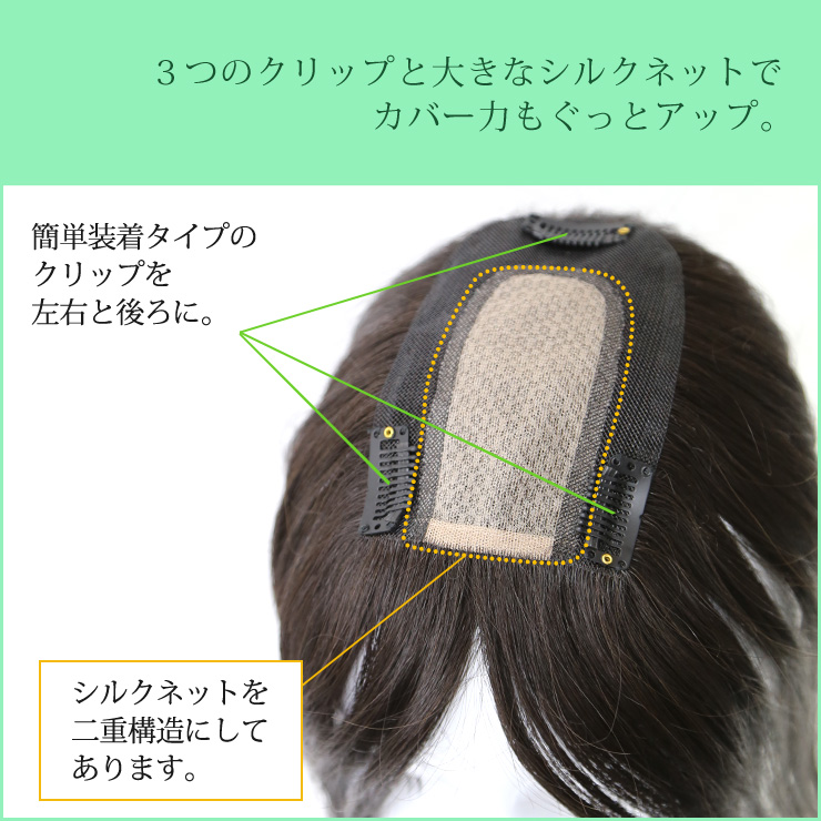 3つのクリップと大きくなったシルクネットでカバー力もぐっとアップ。