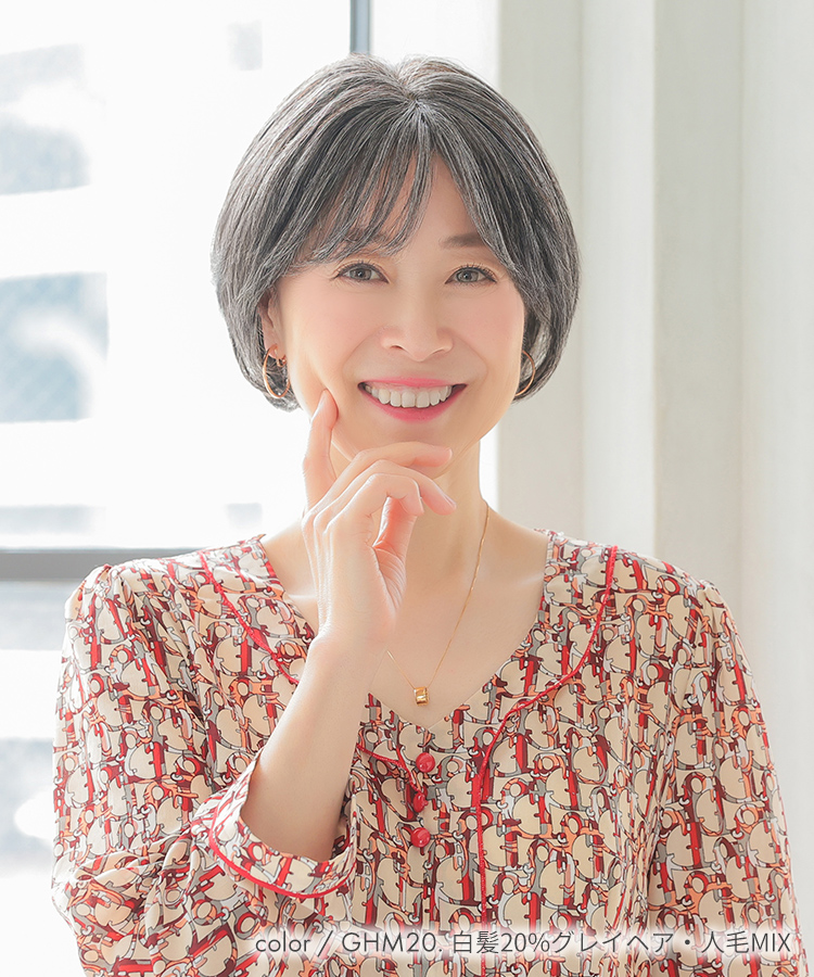 医療用ウィッグ ショート/ヴィーナス グレイヘア そよかぜふんわりショート人毛MIX[pwm016]