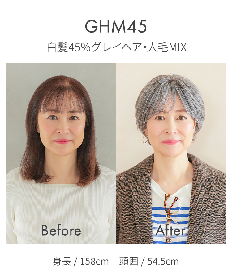 医療用ウィッグ ショート/ヴィーナス グレイヘア りんかすっきりショート人毛MIX [pwm017]