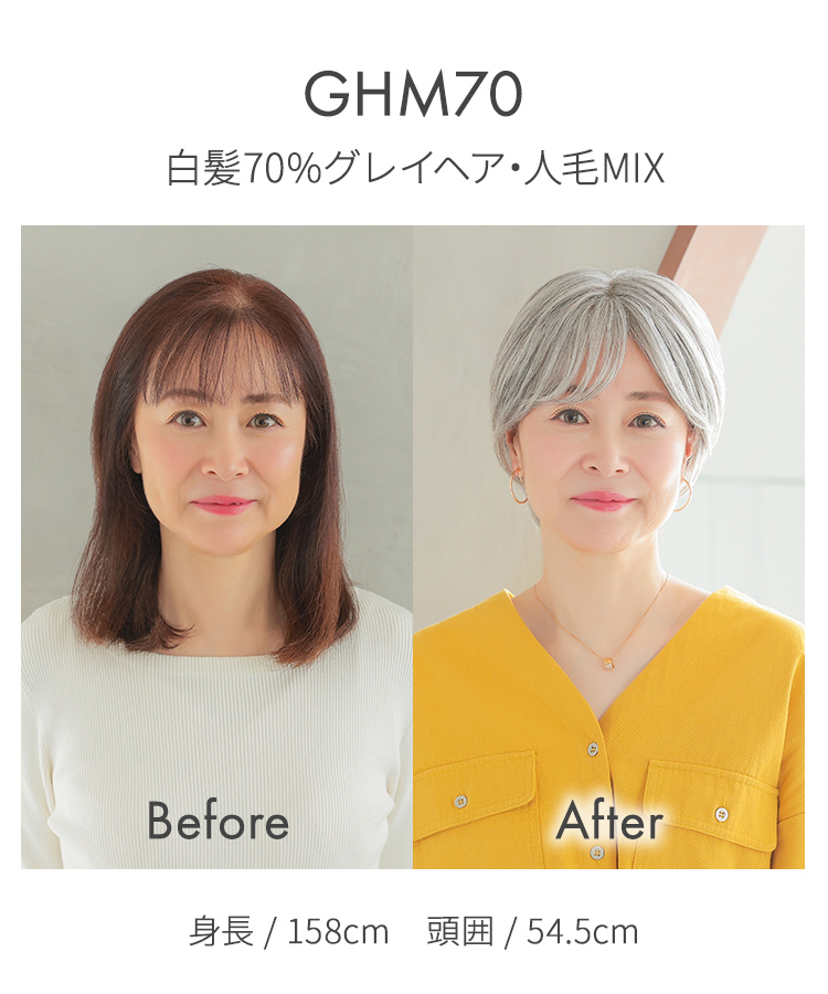 医療用ウィッグ ショート/ヴィーナス グレイヘア りんかすっきりショート人毛MIX [pwm017]