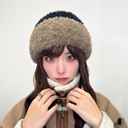 バイカラーボアニット帽 [mdh039]