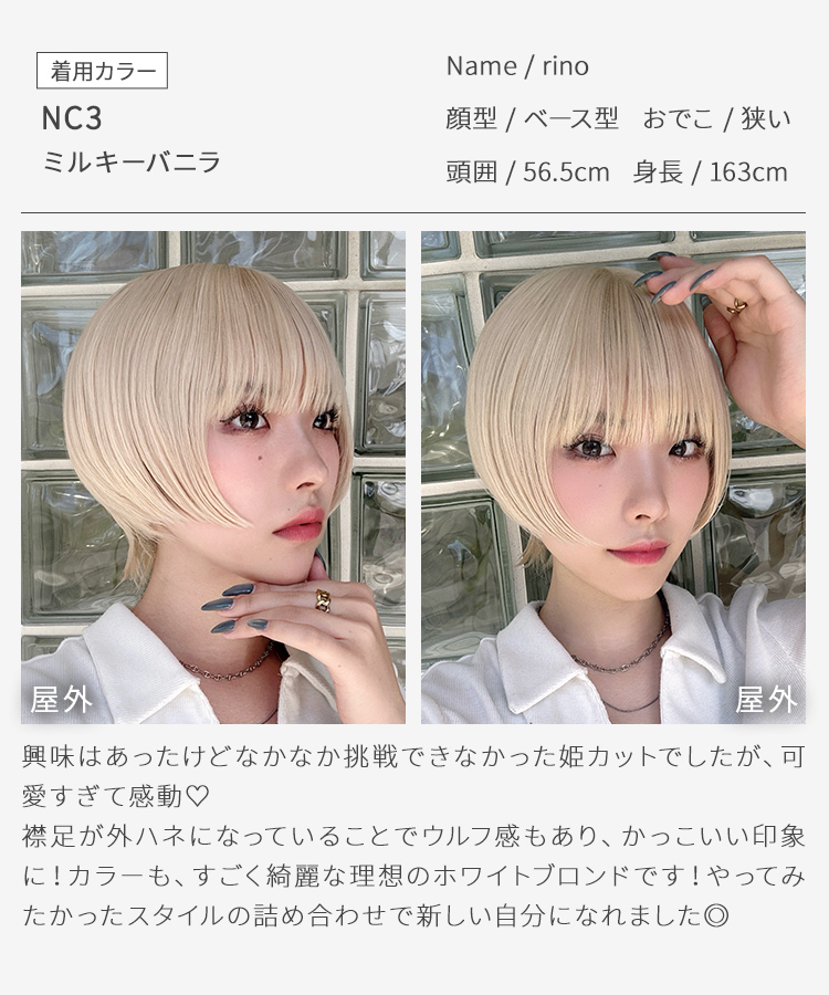 ウィッグ 姫カット ショート/クラッシュ姫ウルフ [wg370]