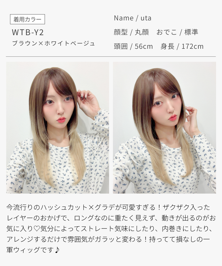 ウィッグ ロング/y2kニュアンスハッシュグラデ [wg377]
