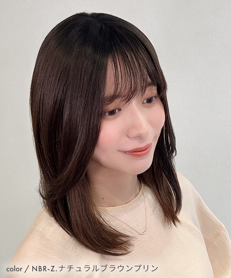 部分ウィッグ/前髪ありミディアム 部分手植えへアピース [wgt106]