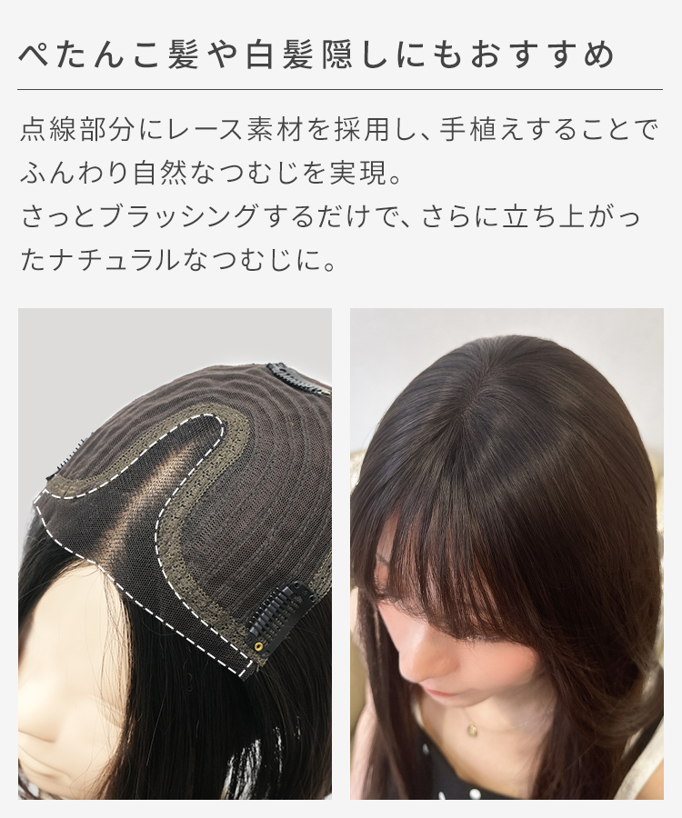 部分ウィッグ/前髪ありロング 部分手植えヘアピース [wgt108]