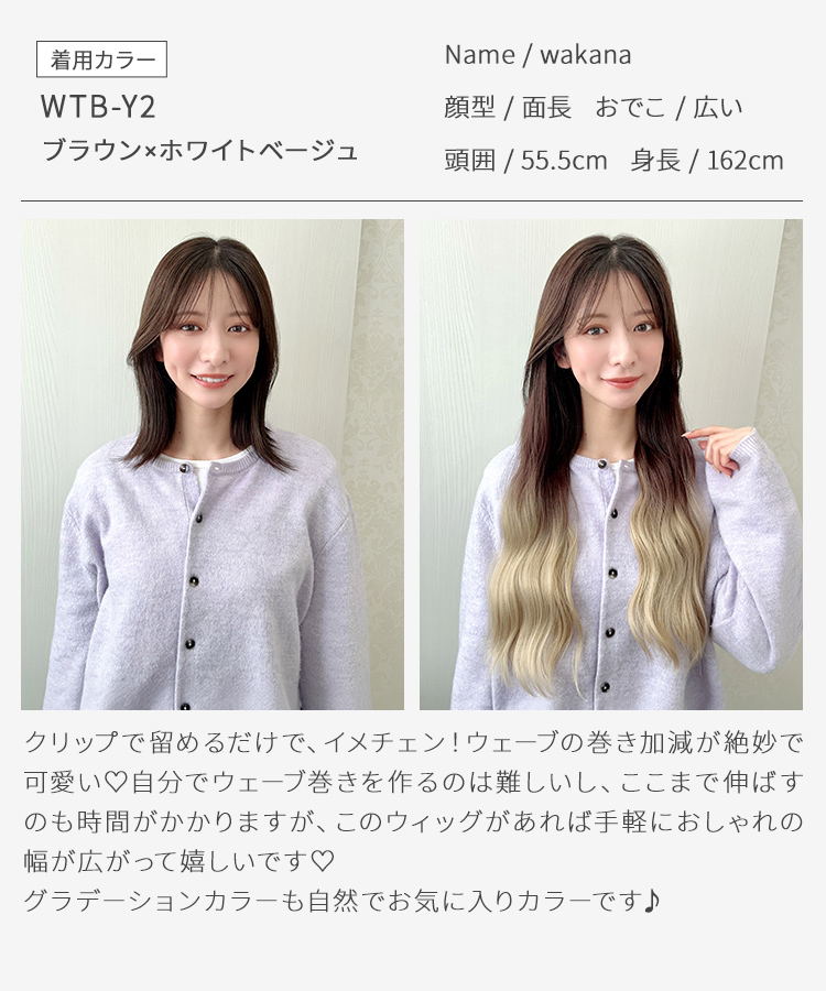 襟足ウィッグ/グラデ ウェーブエクステ [wgt825]