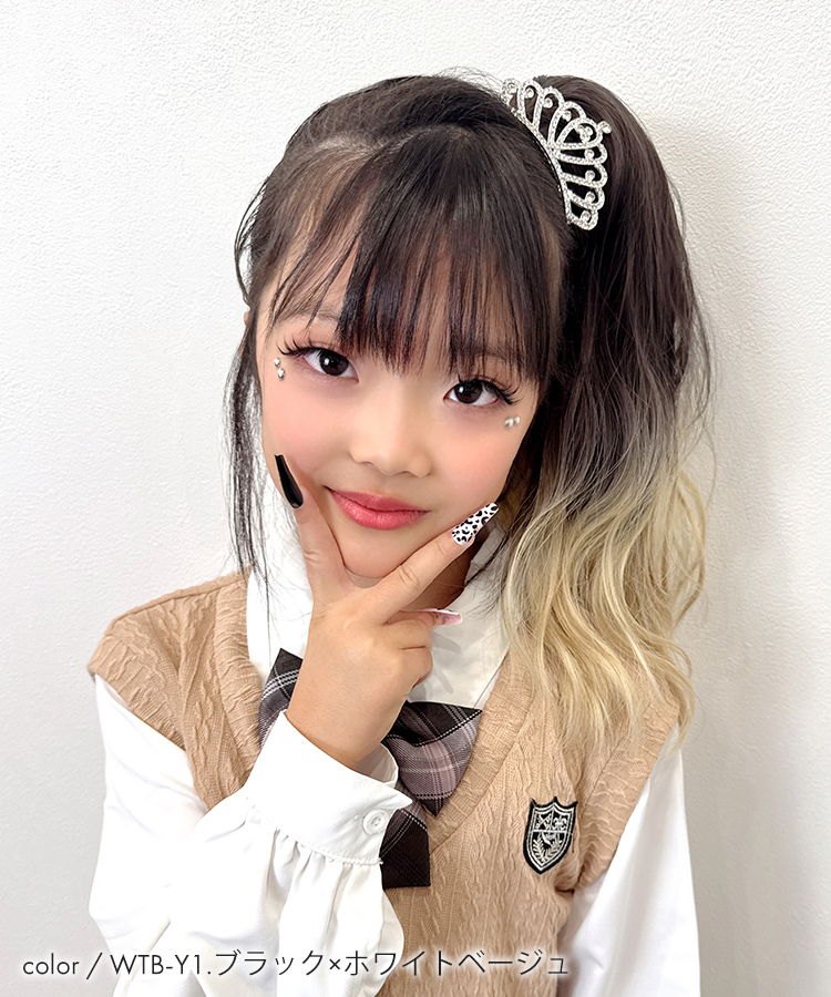 グラデ ゆるふわウェーブクリップポニー [wgt835]