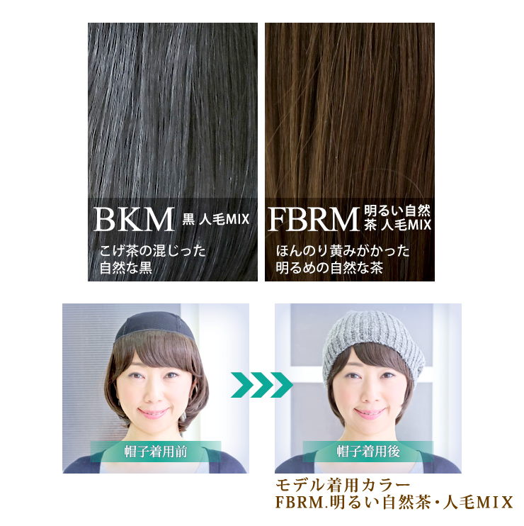 髪付き帽子